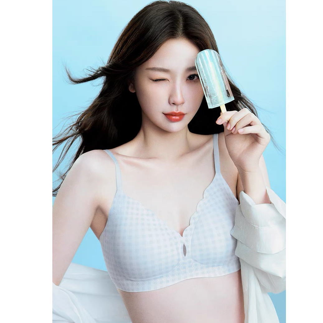 【虞书欣同款-小凉风格子】kiki ubrsa超薄软支撑无痕文胸罩s内衣女