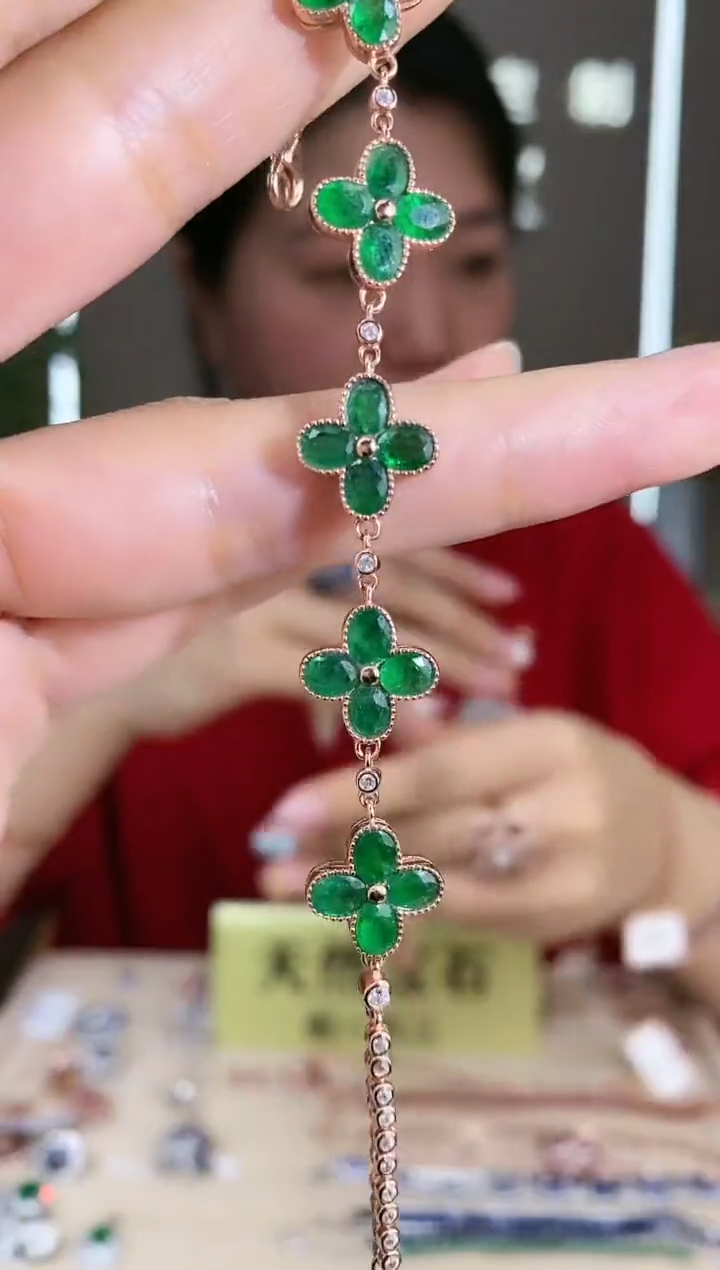 【闪购商品】祖母绿手链银S925镶嵌手链