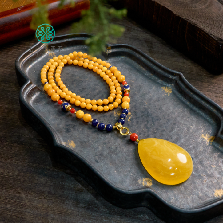 菲菲珠宝好%S925蜜蜡水滴吊坠-多样性发一