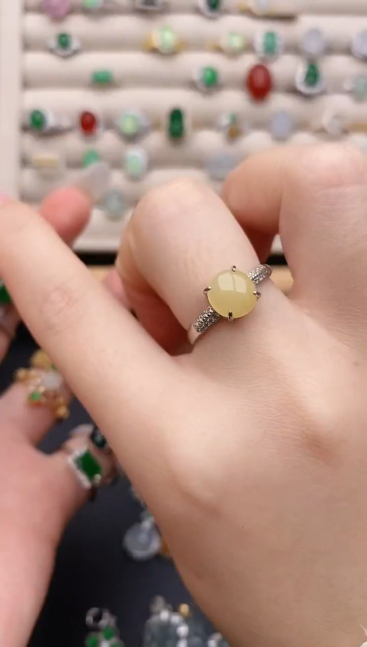 银S925镶嵌戒指翡翠0