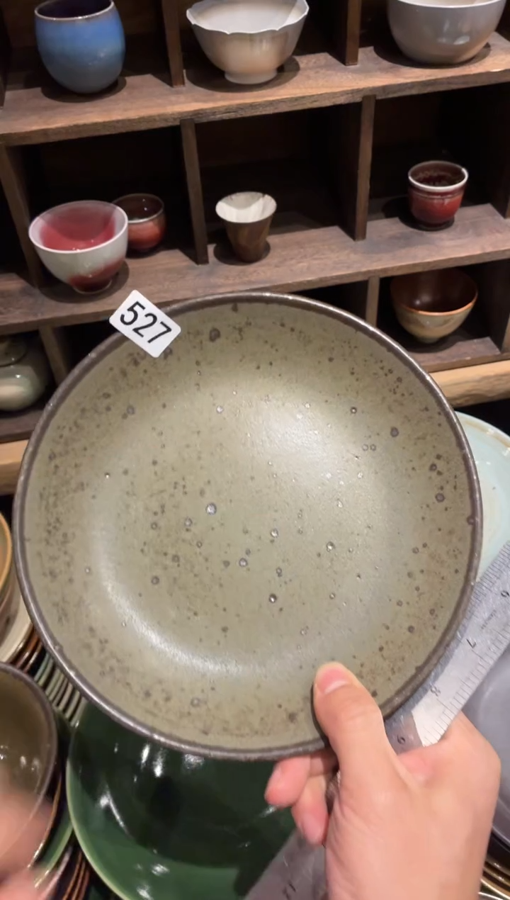 瓷片快****o527墨绿粗陶锅盘1个