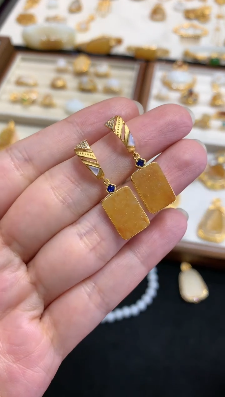 【闪购商品】和田玉耳饰18K金镶嵌W691|6980