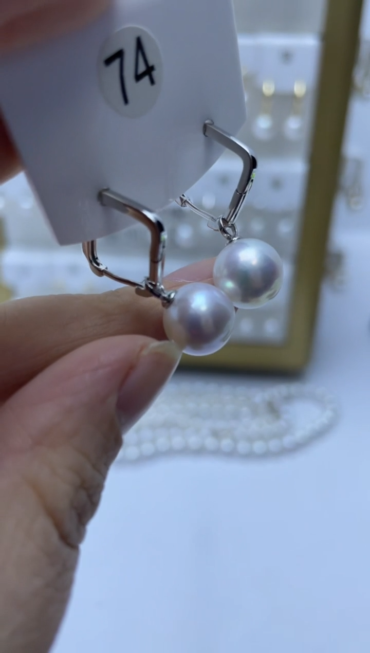 银S925镶嵌耳饰淡水珍珠74