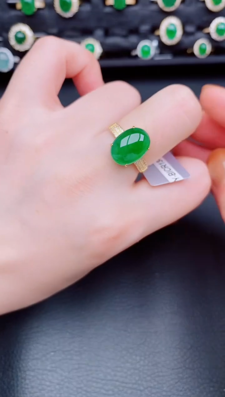 【闪购商品】翡翠戒指银S925镶嵌天然a货翡翠125
