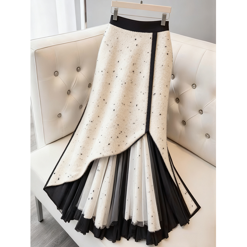 高级感时尚韩版毛呢半身裙2025秋冬新款轻奢气质小众漂亮长款裙子