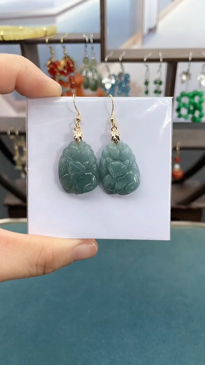 未镶嵌翡翠耳饰狐狸耳钩