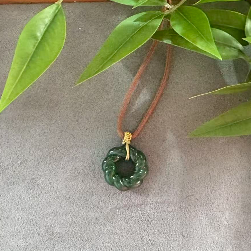 印象眸和田玉碧玉绳纹佩环（多样性发其一）ys