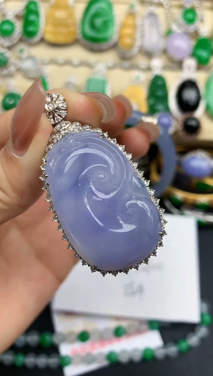 颈饰18K金镶嵌翡翠391-中国好珍宝