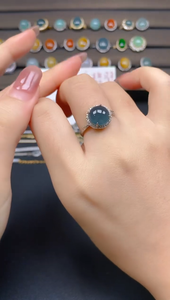 翡翠戒指银S925镶嵌49