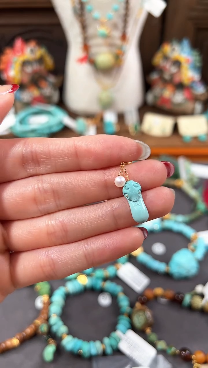 【闪购商品】绿松石提溜18K金镶嵌绿松石提溜