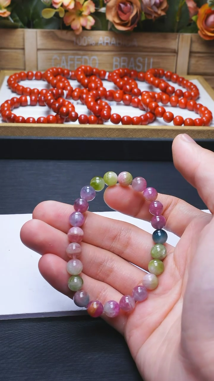 【闪购商品】碧玺L013西瓜碧玺单圈8mm未镶嵌多样性发其一