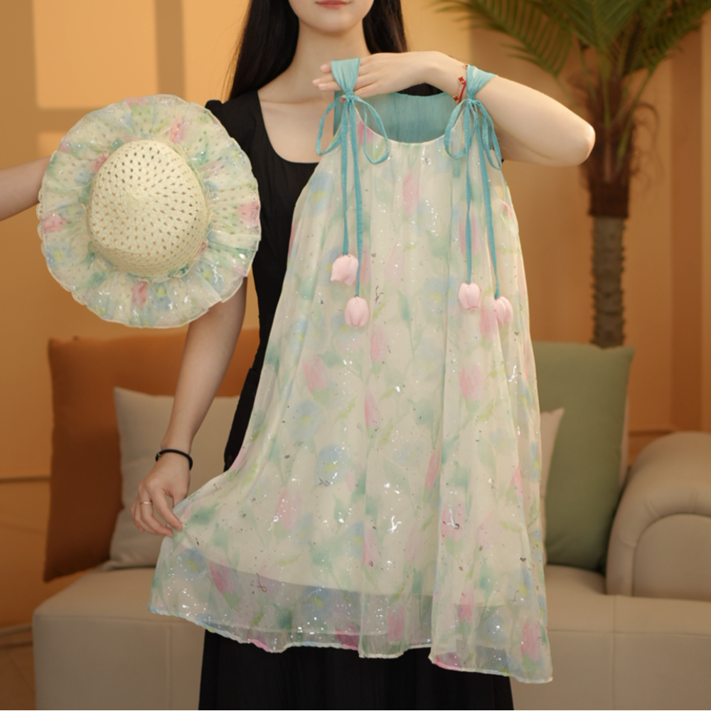 女童连衣裙2025夏季飘带碎花蛋糕连衣裙夏款公主T4230001426