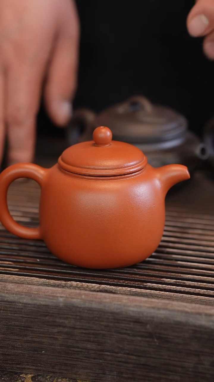 茶壶紫砂匏尊 朱泥 半手工 180cc