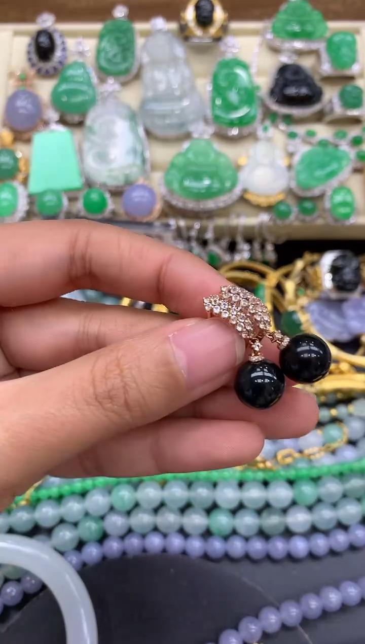 【闪购商品】翡翠耳饰18K金镶嵌296-中国好珍宝