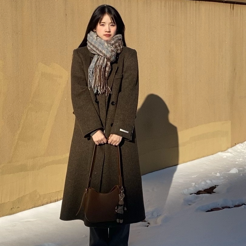 【品质】新年秋冬长款设计感大衣女通勤外套羊毛上新品