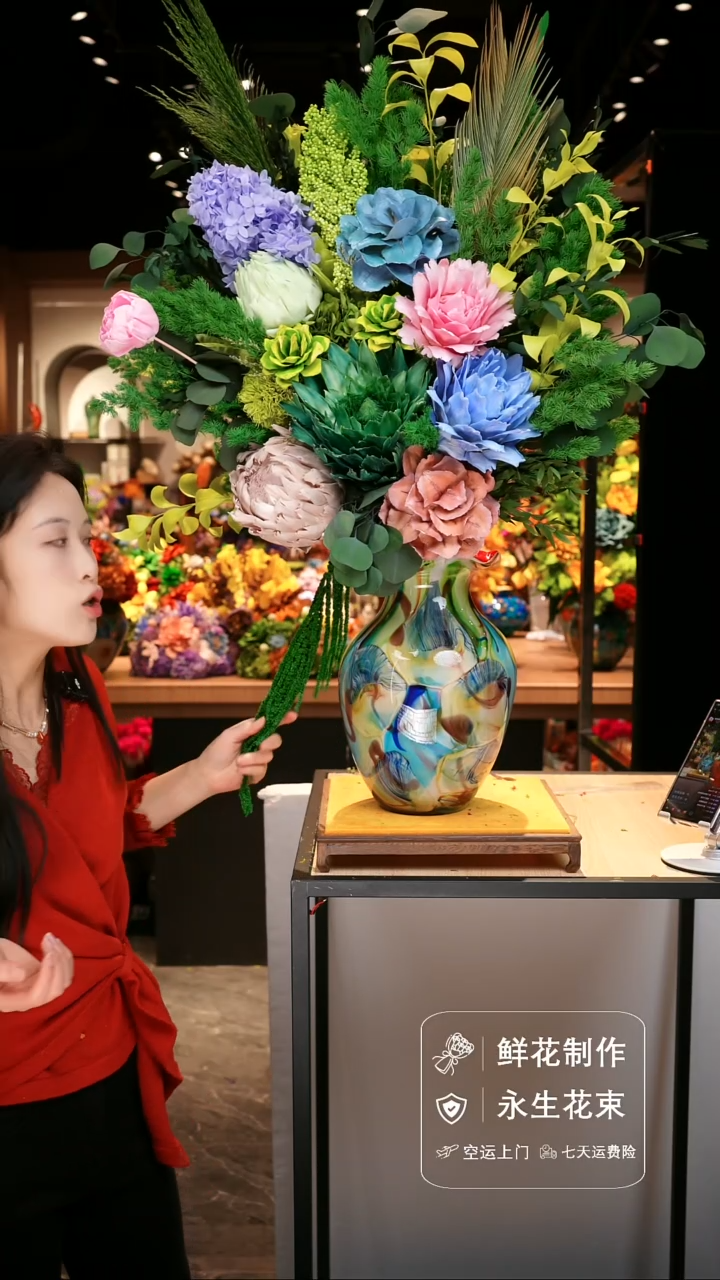 手工艺品琉璃手工花器花束空运包邮送货上门-以图片为准    