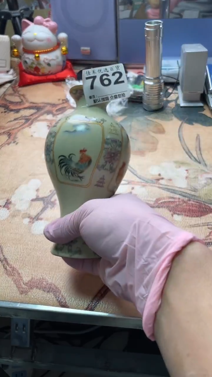 手工艺品琉璃侢****P色釉上彩瓷器绿色花纹