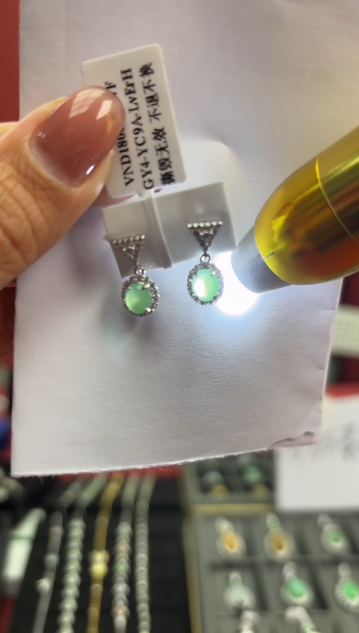 【闪购商品】翡翠耳饰银S925镶嵌546874/多样性发一