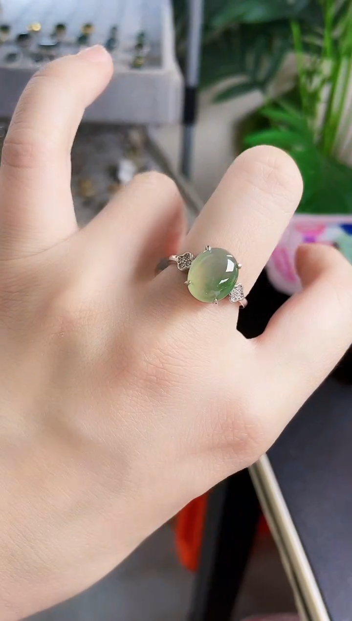 【闪购商品】翡翠银S925镶嵌戒指464646