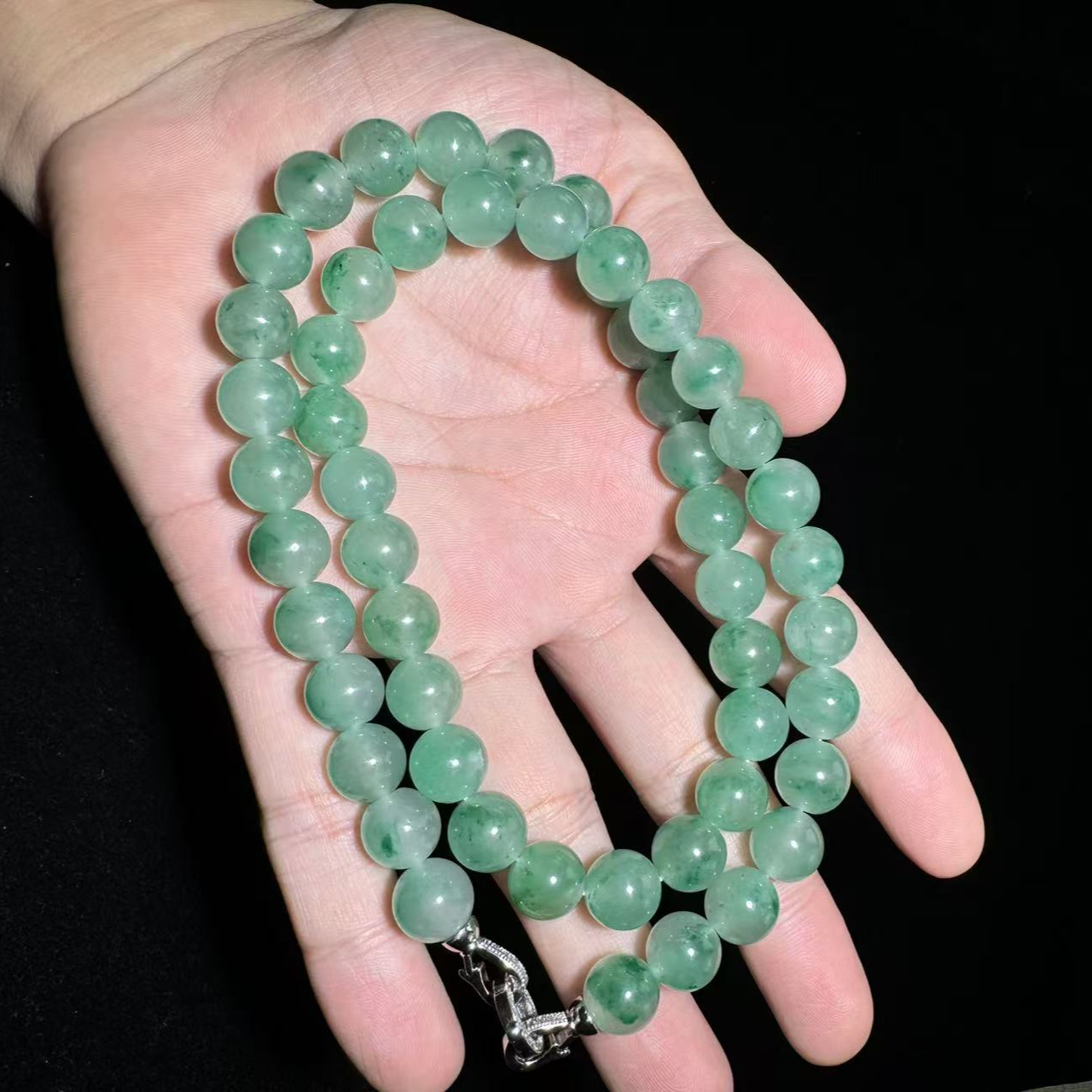 非洲翠挂件冰飘花送女友送老婆玉石项链毛衣链大气冰种飘花