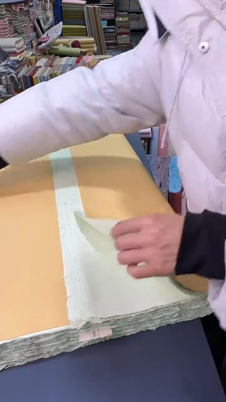 纯手工四尺整张100张浅绿色楮皮笺