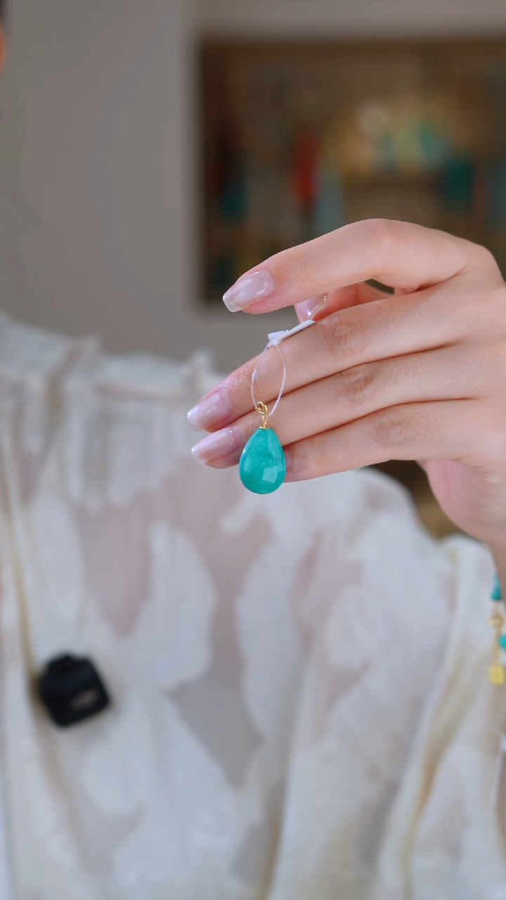 绿松石18K金镶嵌吊坠(不含链)1