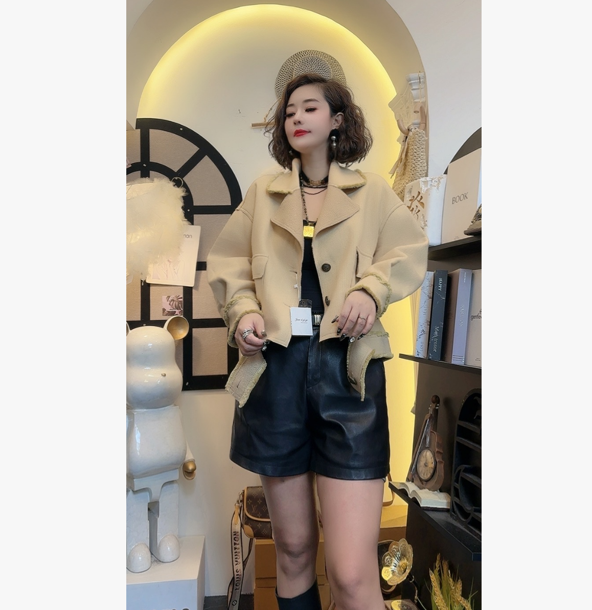 D25 111400 新款大衣小香风双面韩系百搭外套女