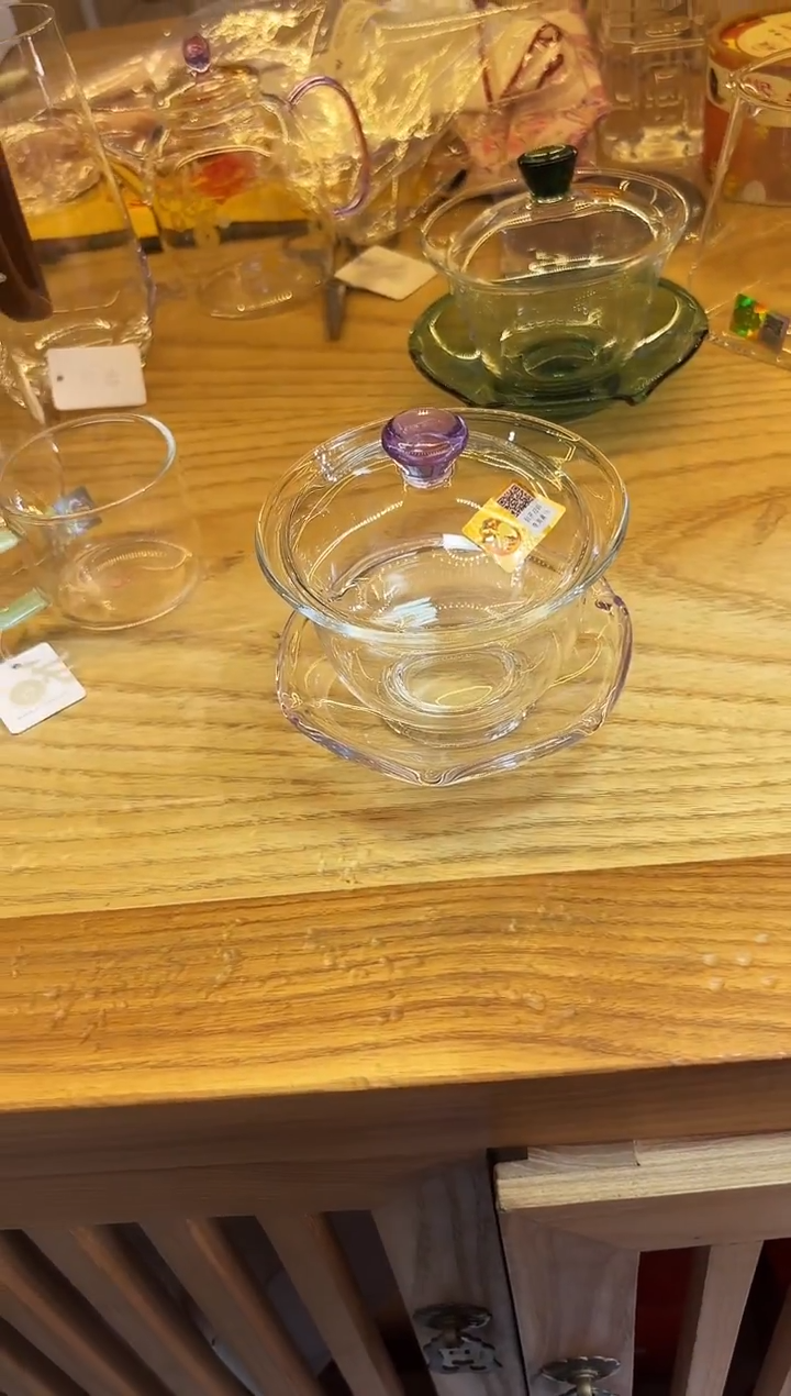 禾器/禅语盖碗/浅紫