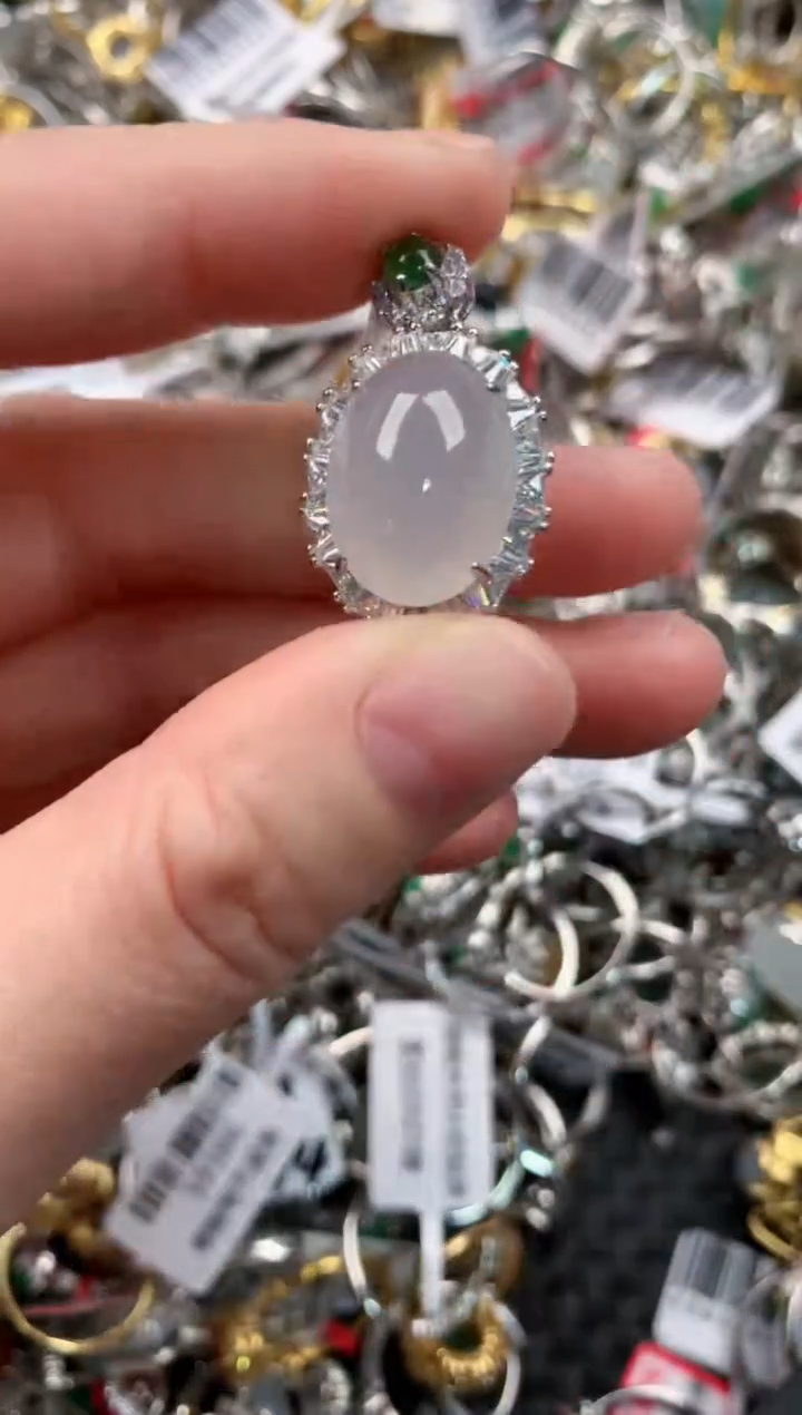 银S925镶嵌戒指翡翠333    1