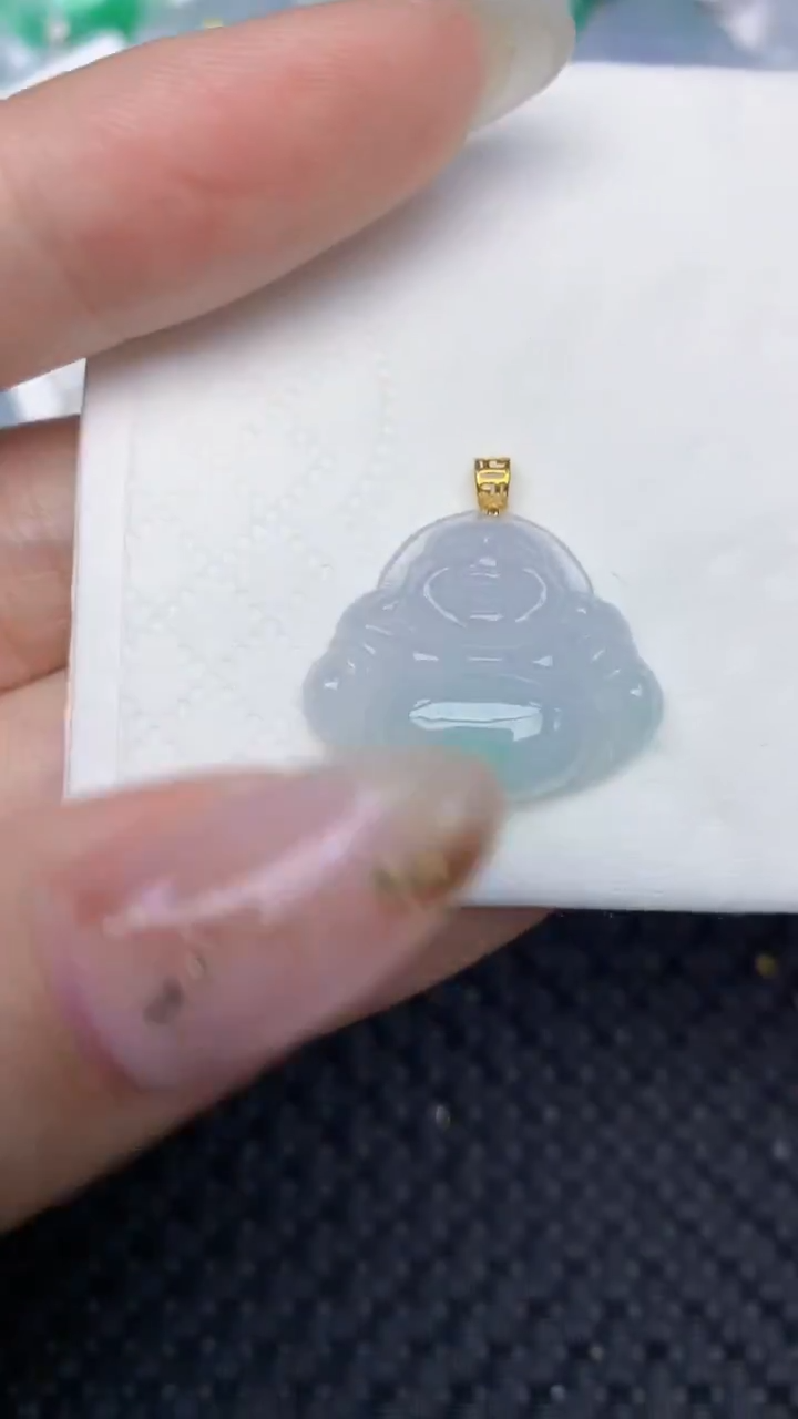 颈饰18K金镶嵌翡翠天然缅甸翡翠a货百元以上9元证书费自理