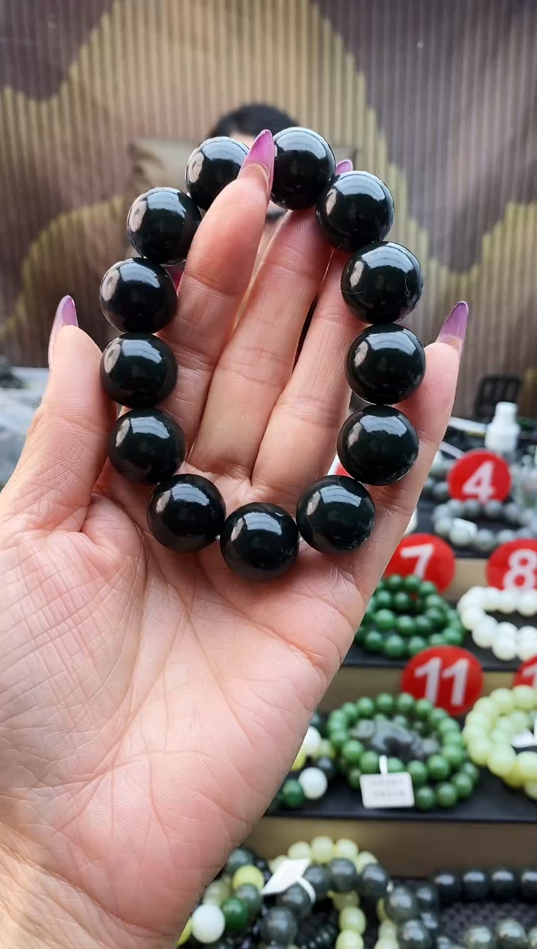 未镶嵌手串和田玉黑青18