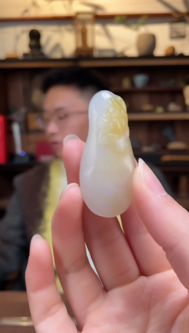 【闪购商品】和田玉吊坠未镶嵌糖白和田玉吊坠QC编绳