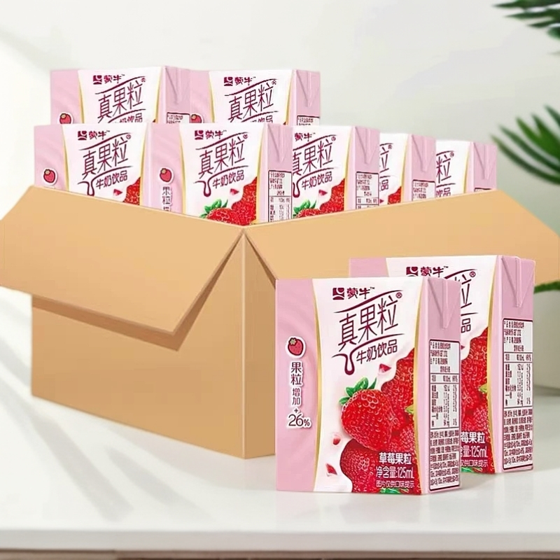 蒙牛迷你真果粒125ml*6包草莓味牛奶饮品早餐生牛乳儿童学生 饮料