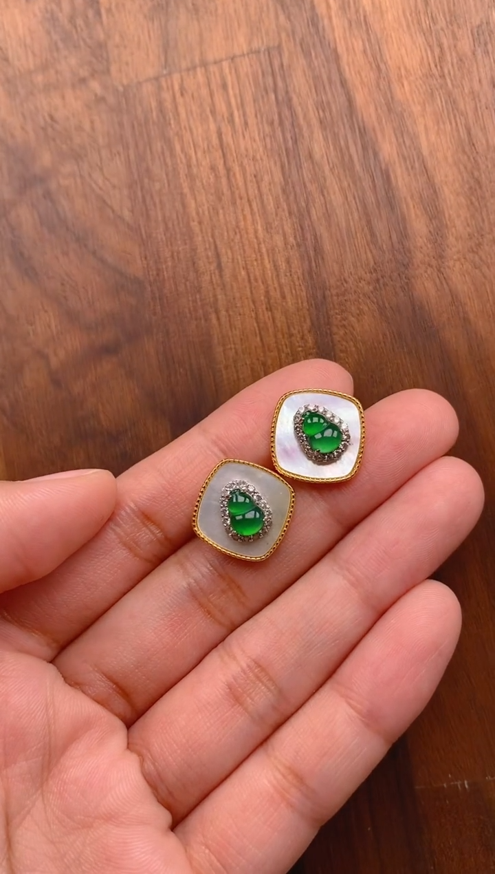 【闪购商品】翡翠耳饰银S925镶嵌葫芦耳饰