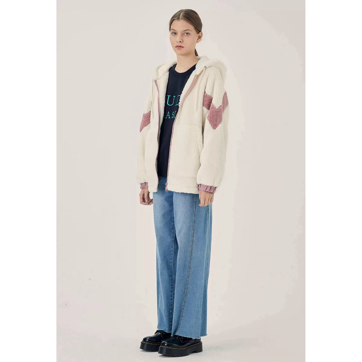 绒衫冬季百搭保暖立领拉链长袖毛毛外套3388