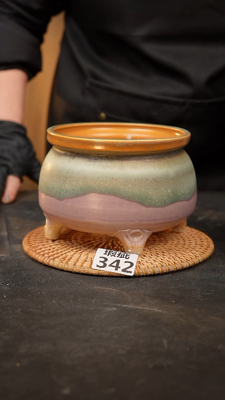 【闪购商品】瓷片342泥泥手工花盆口13高11