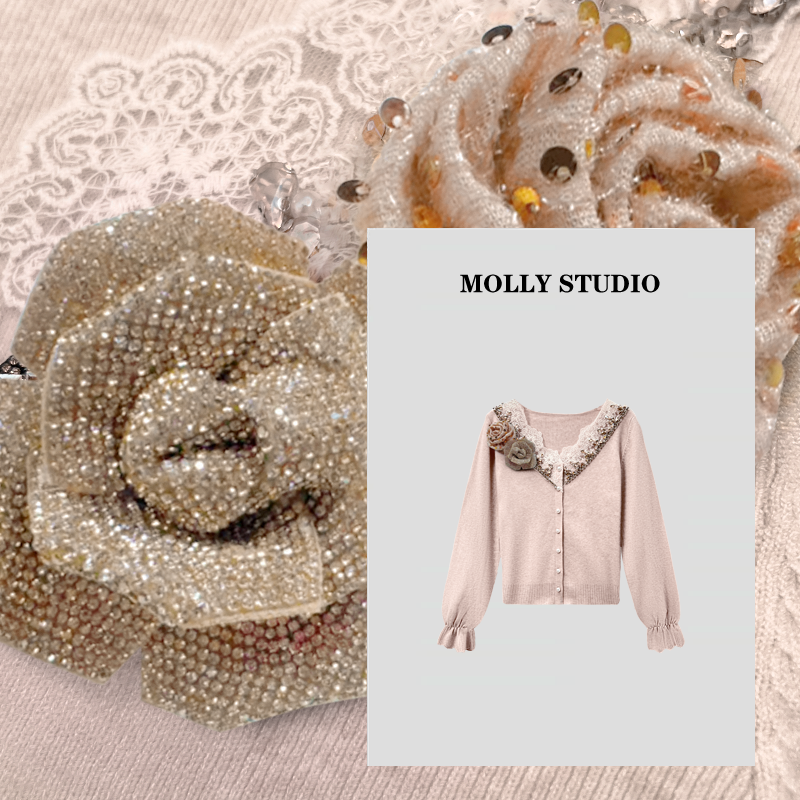 【洛神花信】Molly 时尚气质重工轻奢洋气设计感粉色 上衣 M2025507