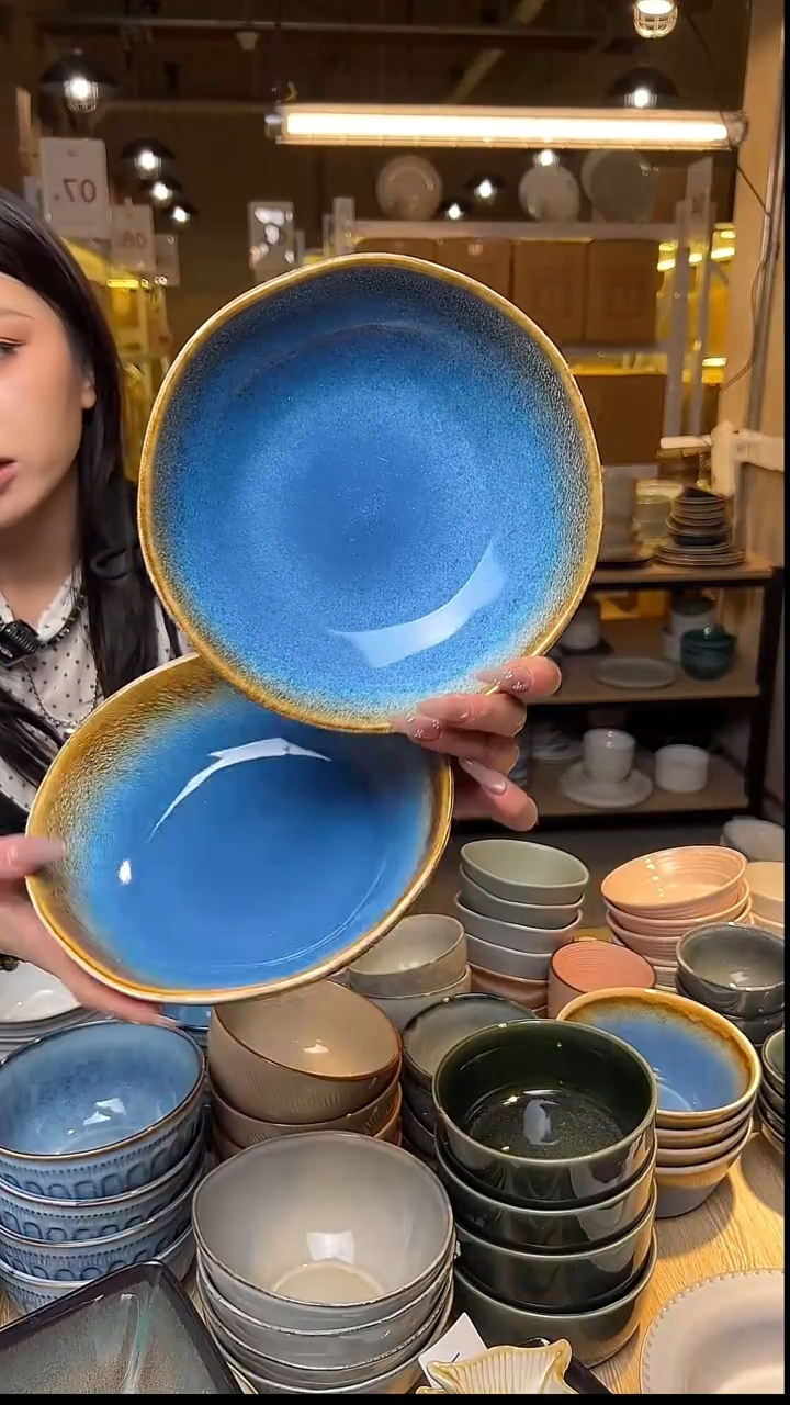 瓷109外贸尾货窑变釉下彩默外微瑕