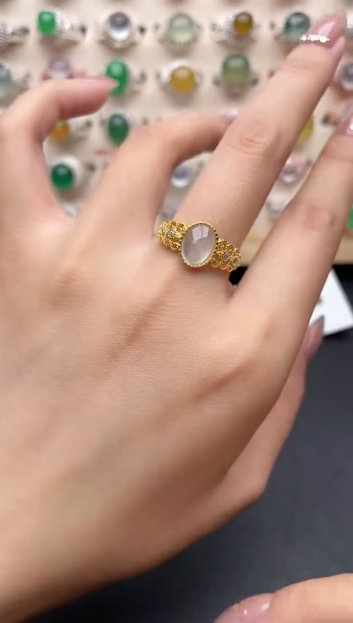 【闪购商品】翡翠戒指银S925镶嵌一物一证一礼盒