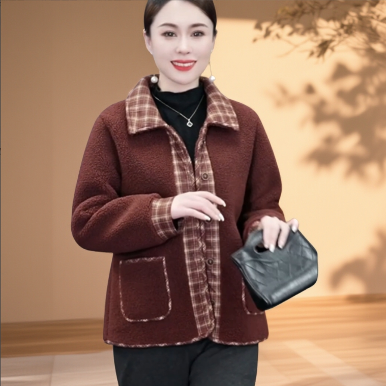 妈妈装颗粒绒外套加绒保暖洋气时尚上衣奶奶秋冬装中老年女士衣服