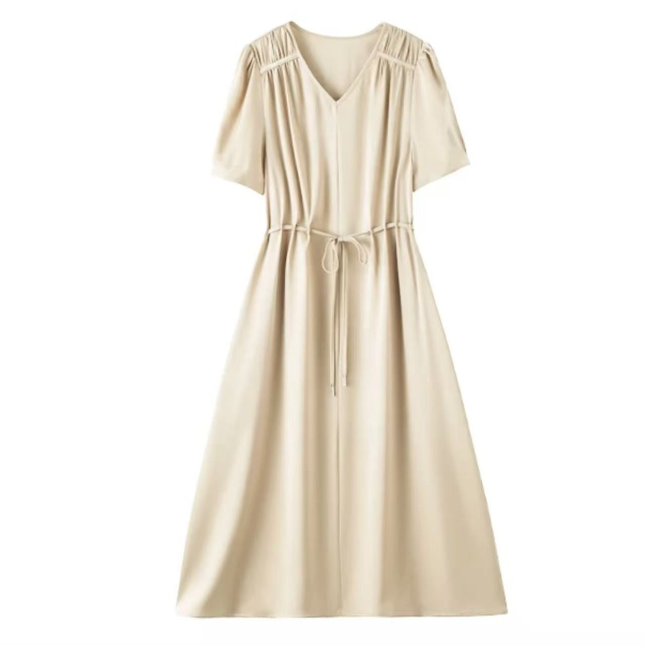 0972透气裙子纯色复古妈妈装洋气显瘦气质时尚休闲