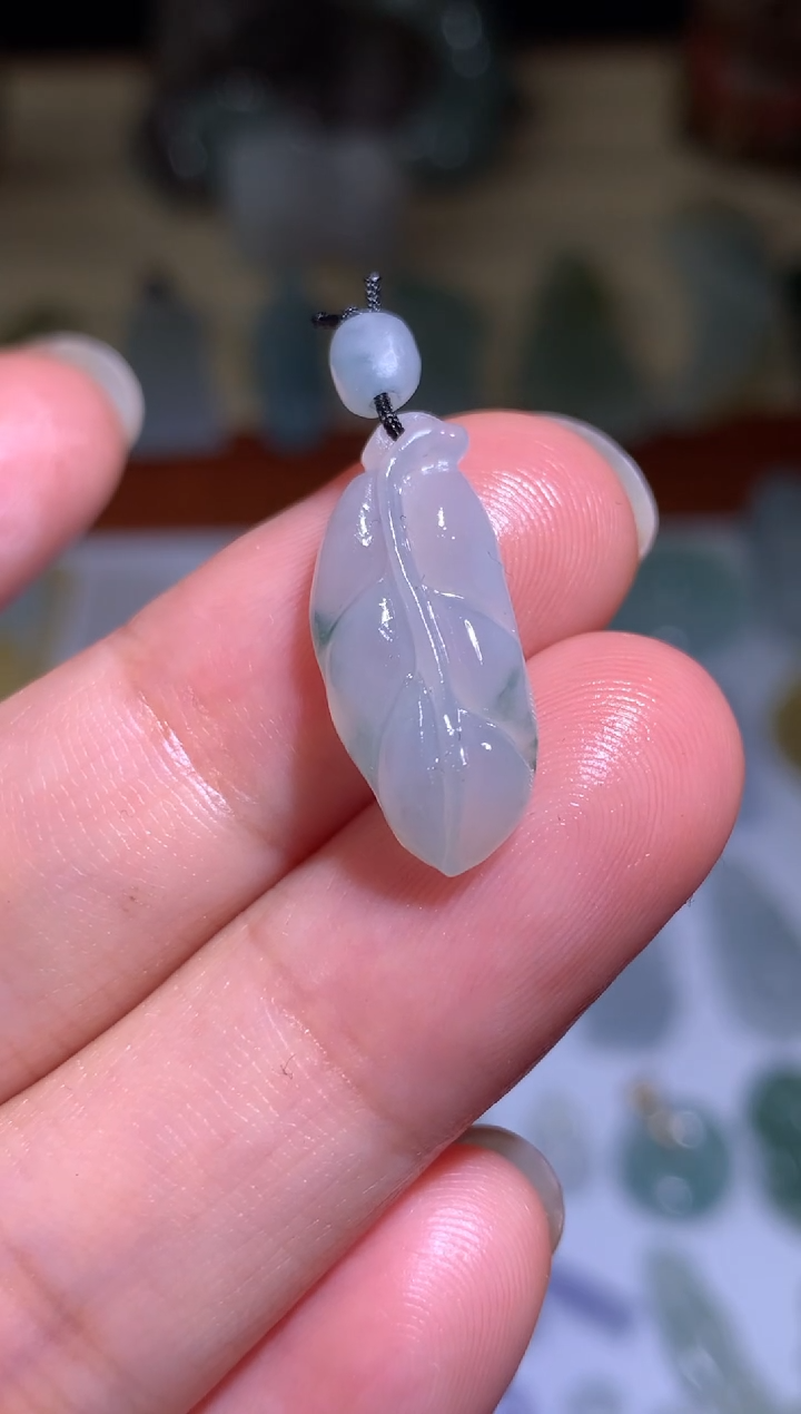 【闪购商品】定制翡翠未镶嵌飘花叶子-99+10