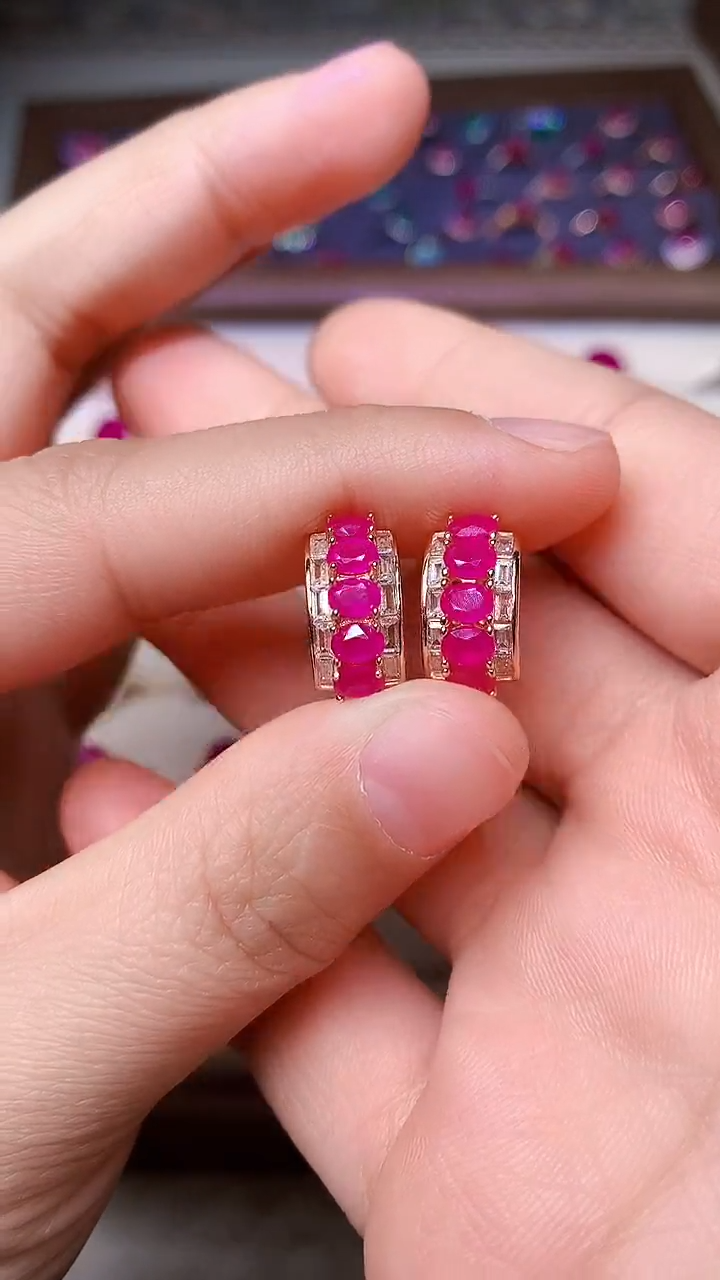 【闪购商品】红宝石耳饰银S925镶嵌000