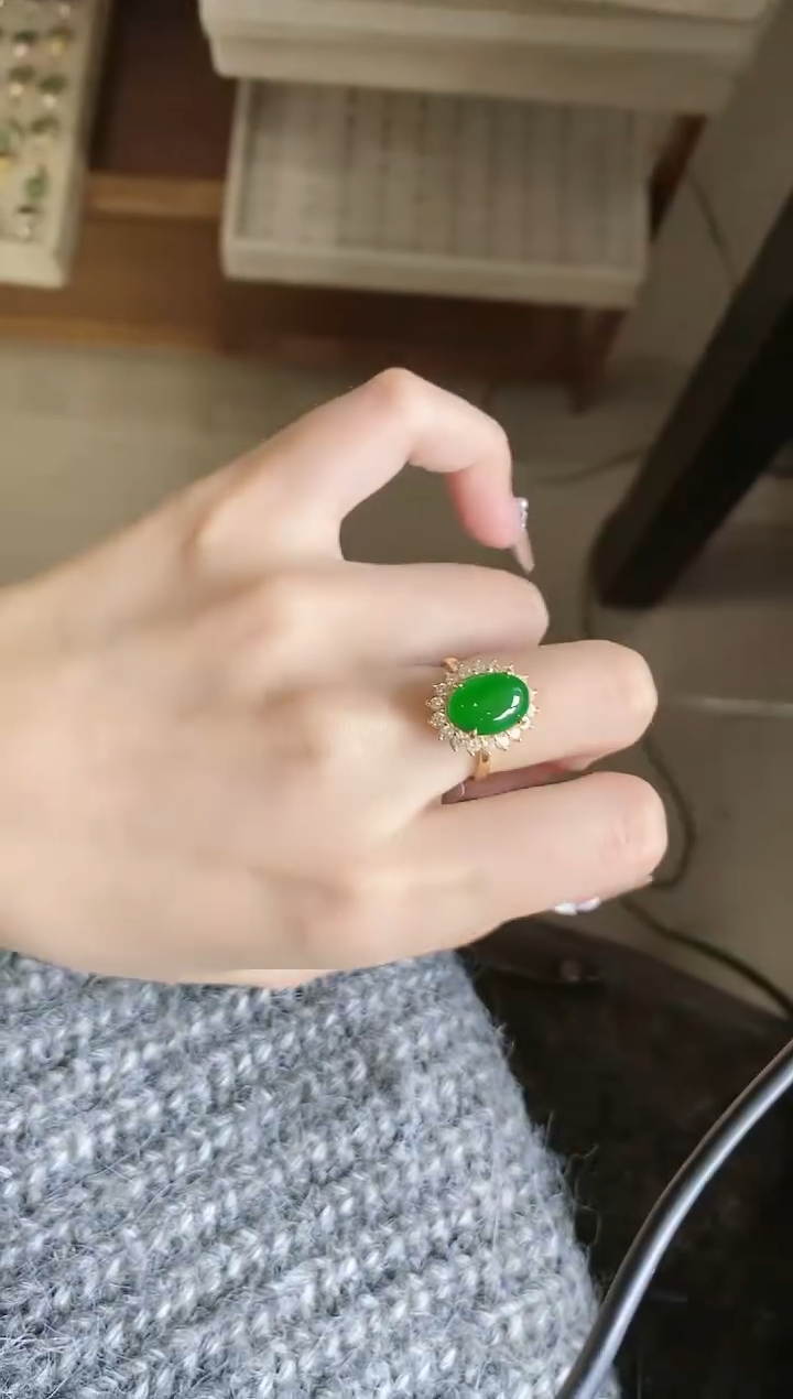 【闪购商品】翡翠戒指银S925镶嵌-600