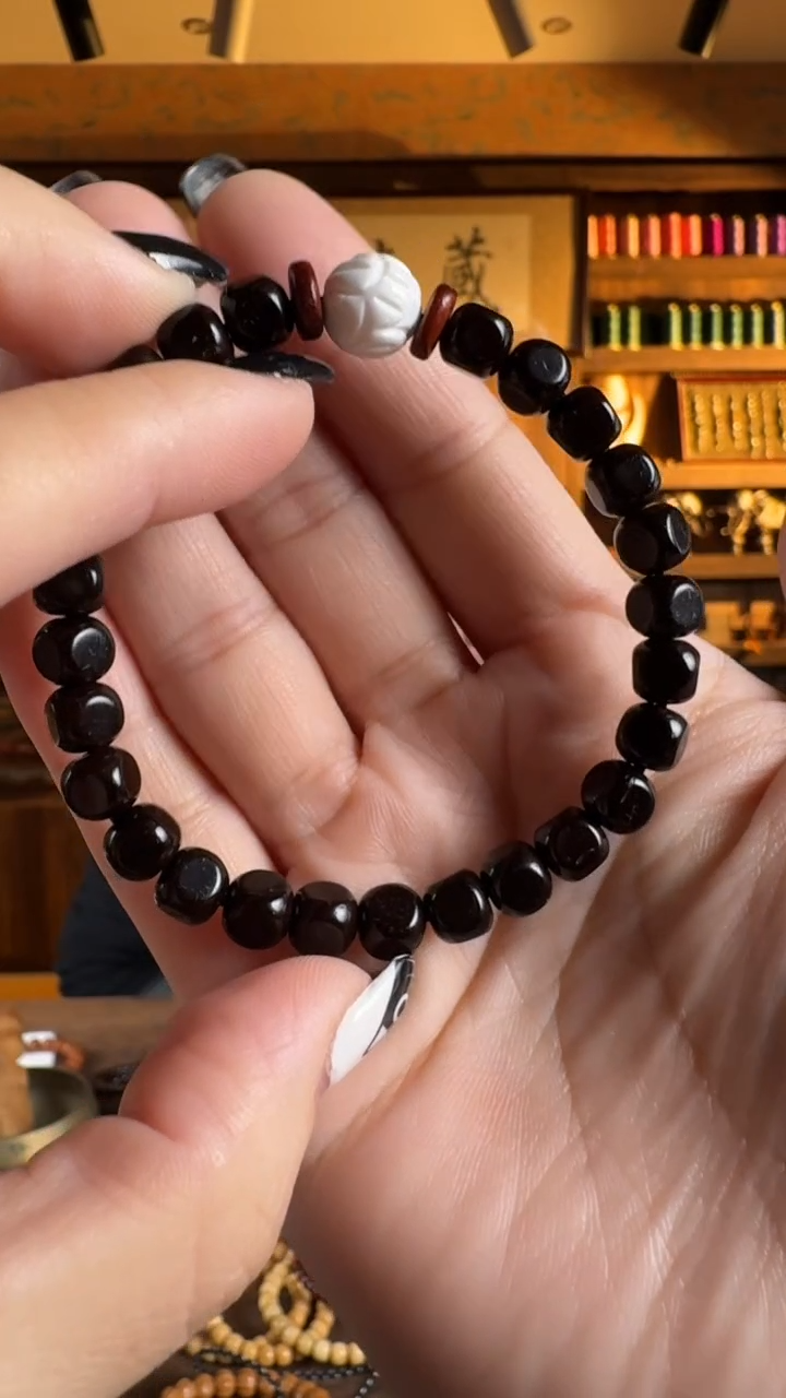 【闪购商品】木定制搭配椰蒂六方珠单圈6.7*7.8mm