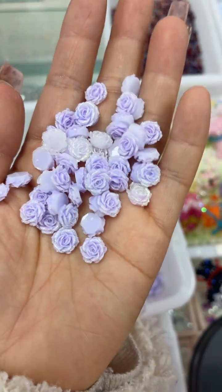 玻璃3017卡12软胶花100颗-紫色