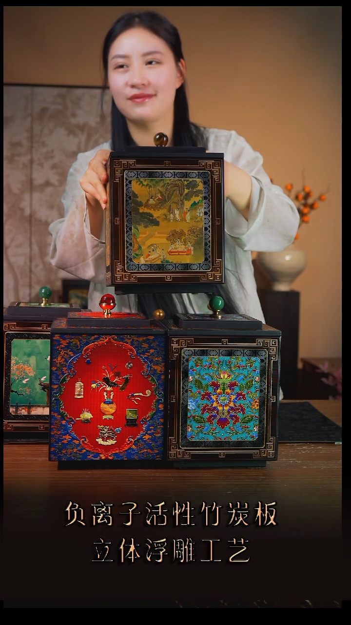 钢****?壹藏贰宝西苑雅集图案18公分茶叶罐