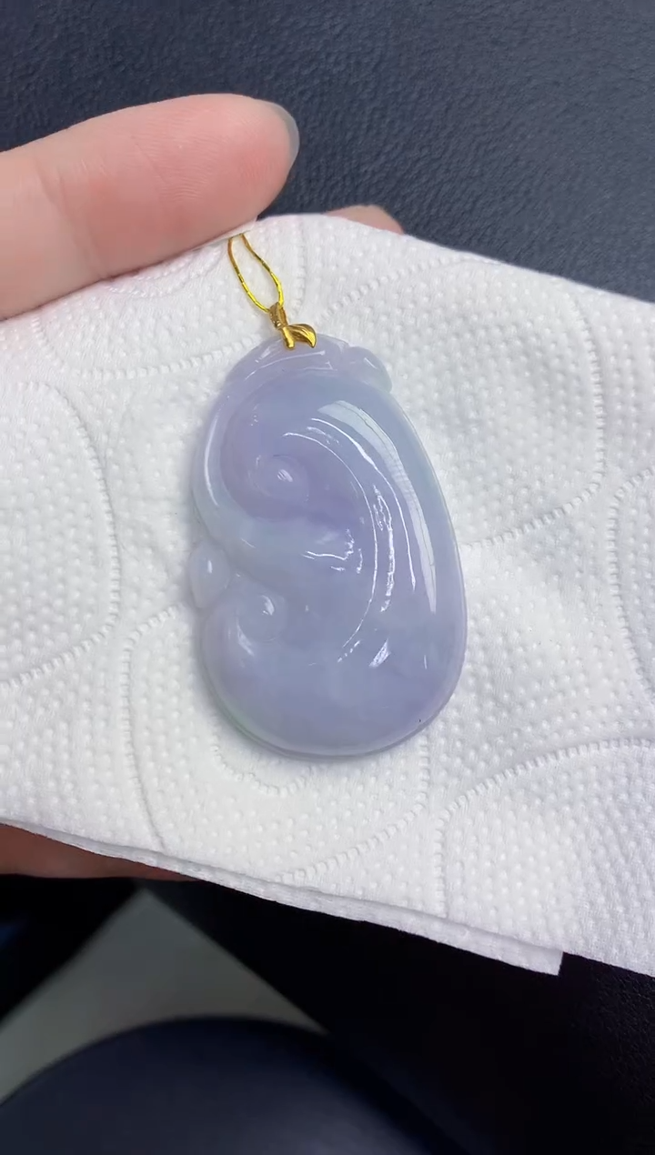 颈饰18K金镶嵌翡翠天然翡翠缅甸A货