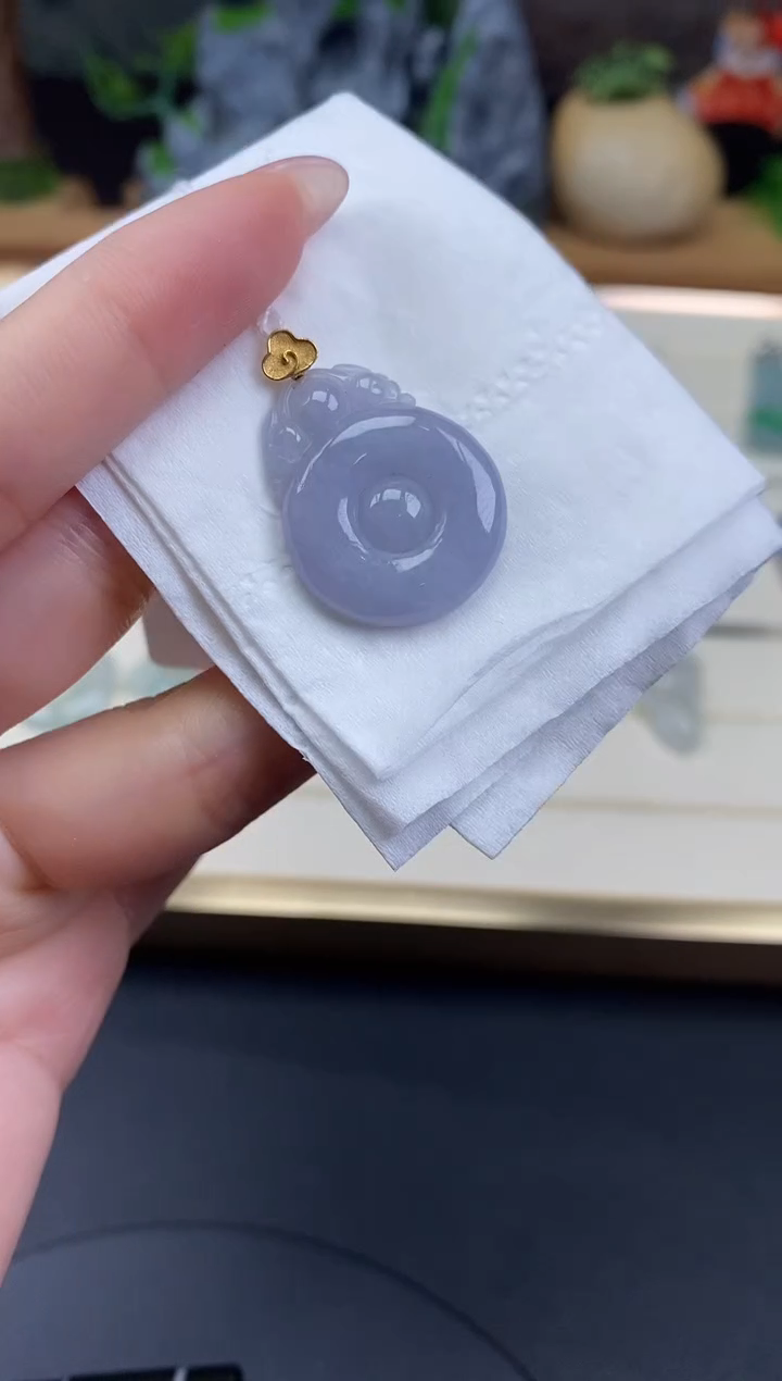 吊坠(不含链)18K金镶嵌翡翠福贝18K金扣镶嵌@@CMT