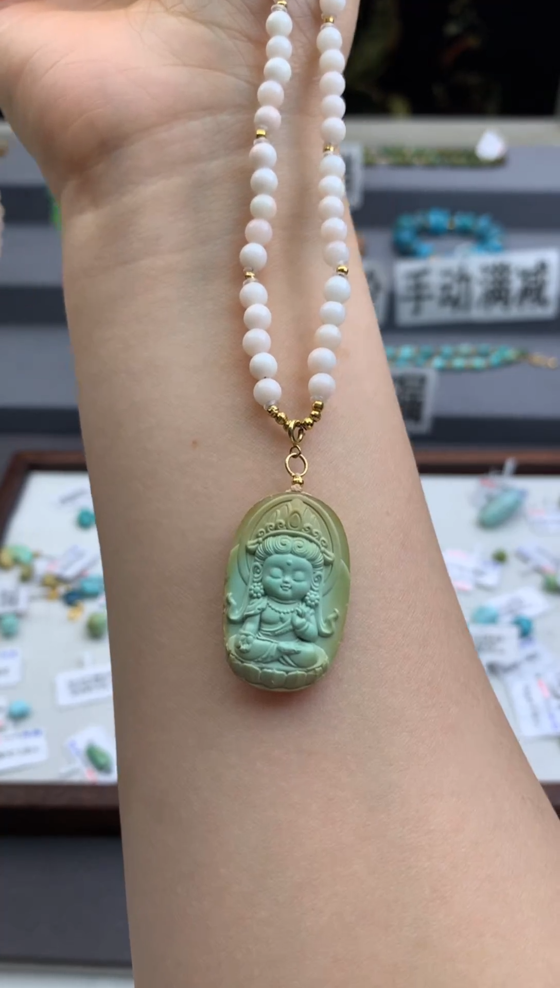 18K金镶嵌绿松石项链茜.A103